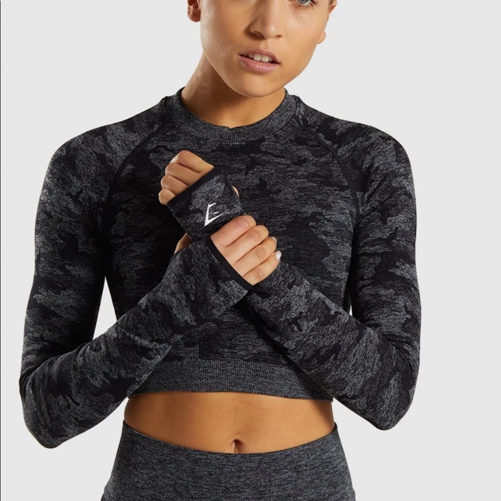 Gymshark Camo Seamless Long Sleeve Crop Top